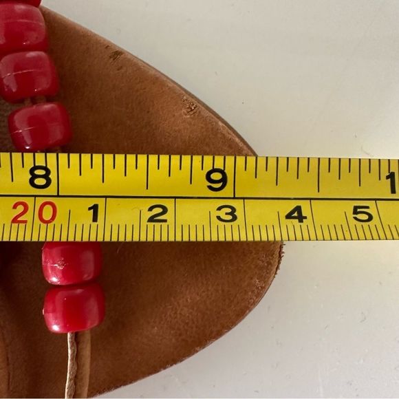 Vintage Red Beaded Leather Ankle Wrap Wedges - Picture 10 of 10